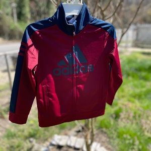 Adidas sweat jacket. Boys size 6. Red (burgundy) navy blue
